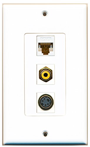 RiteAV 1 Port RCA Yellow 1 Port S-Video 1 Port Cat6 Ethernet White Wall Plate OVERSIZED
