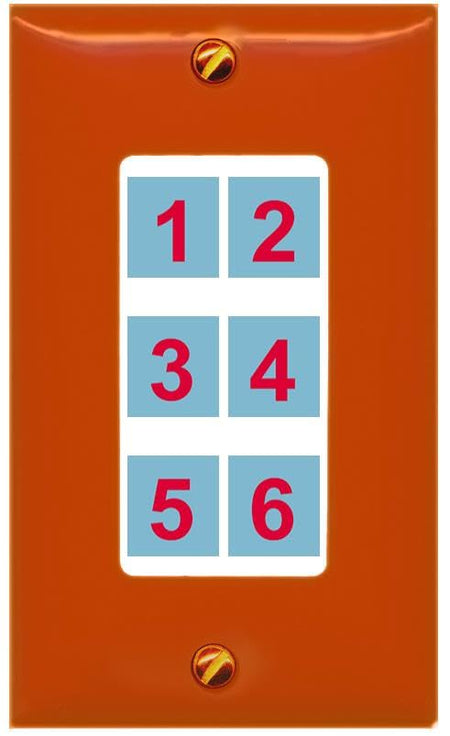 RiteAV Custom Wall Plate 6 port - 1 Gang Decorative [Orange/White]