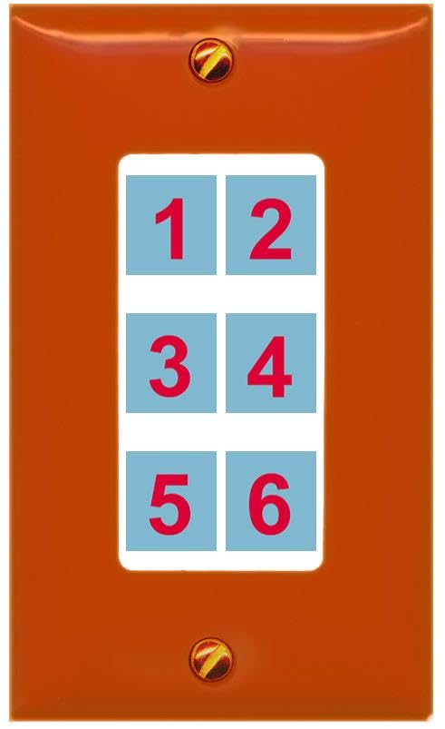 RiteAV Custom Wall Plate 6 port - 1 Gang Decorative [Orange/White]