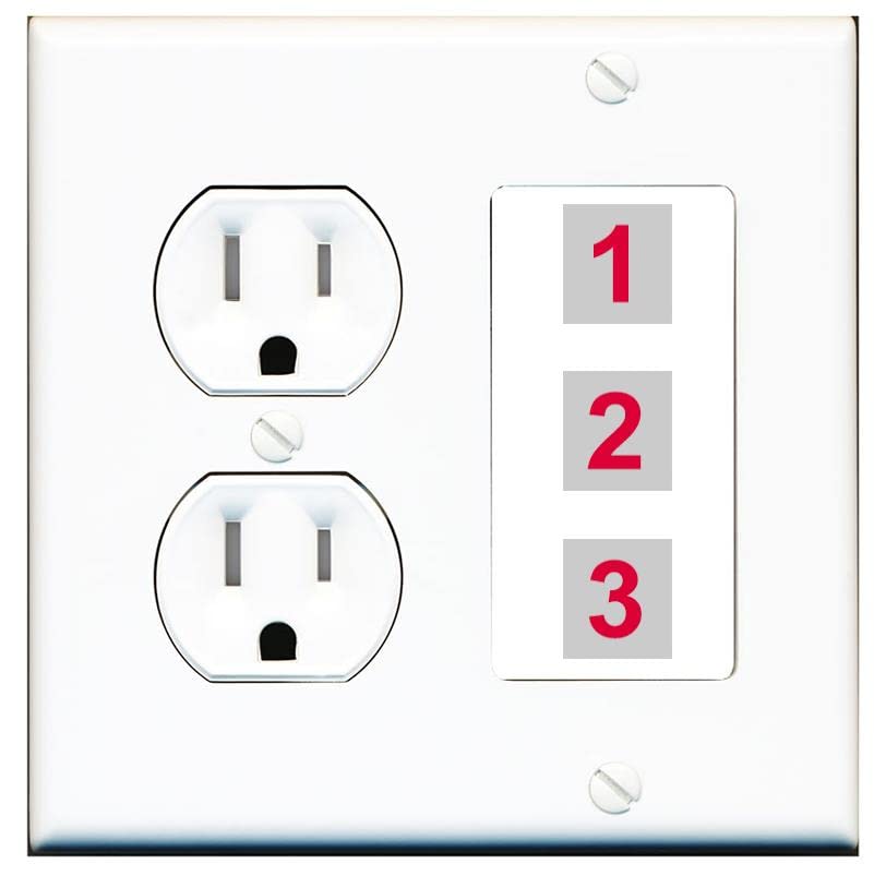 RiteAV Custom Wall Plate 3 Port - Tamper Res Round [White/White]