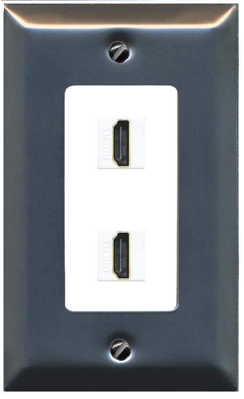 RiteAV HDMI Wall Plate 2 Port - 1 Gang [Stainless/White]