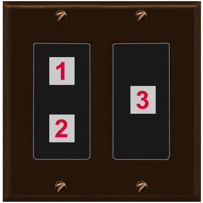 RiteAV Custom Wall Plate 3 Port - 2 Gang [Brown/Black]