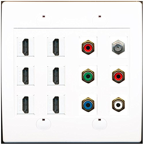 RiteAV Coax 5 RCA Component Stereo -Red Green Blue White 6 Hdmi Wall Plate