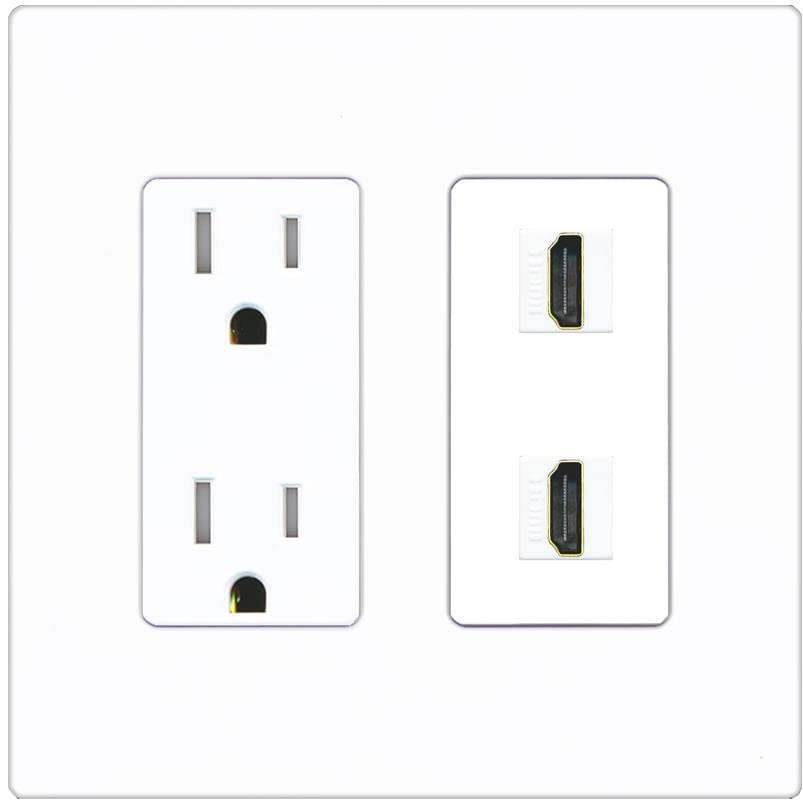 RiteAV HDMI Wall Plate 2 Port - Tamper-Resistant [Screwless White]