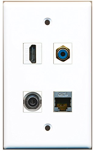 RiteAV - 1 Port HDMI 1 Port RCA Blue 1 Port Shielded Cat6 Ethernet 1 Port 3.5mm Wall Plate