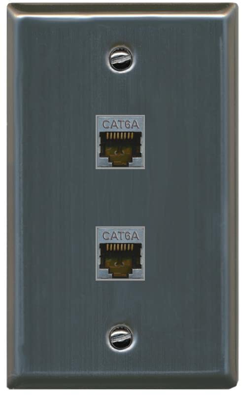 RiteAV 2 Port Cat6A Wall Plate - Flat [Stainless Steel]