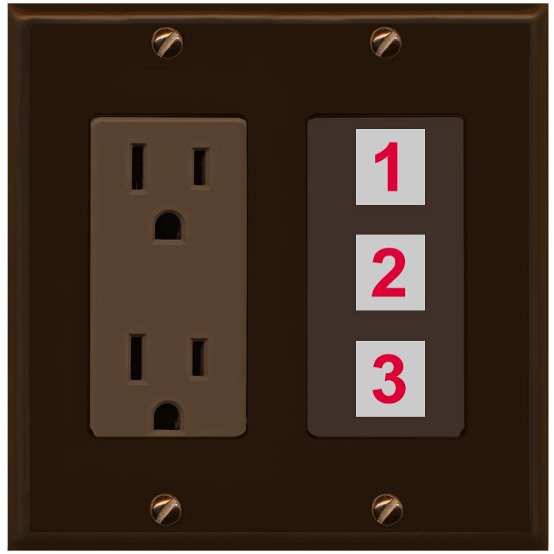 RiteAV Custom Wall Plate 3 Port - Outlet [Brown/Brown]