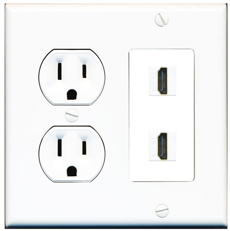 RiteAV HDMI Wall Plate 2 Port - Round Outlet [White/White]