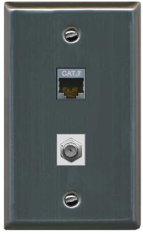 RiteAV Coax and Cat7 Wall Plate - Flat [Stainless Steel]