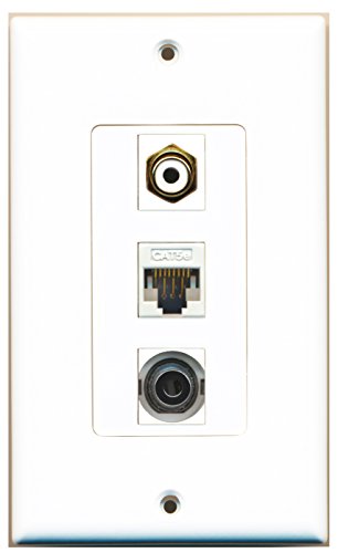 RiteAV 1 Port RCA White 1 Port 3.5mm 1 Port Cat5e Ethernet White Wall Plate OVERSIZED