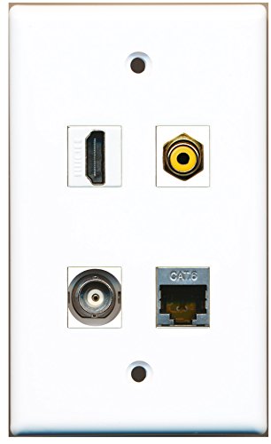 RiteAV - 1 Port HDMI 1 Port RCA Yellow 1 Port Shielded Cat6 Ethernet 1 Port BNC Wall Plate