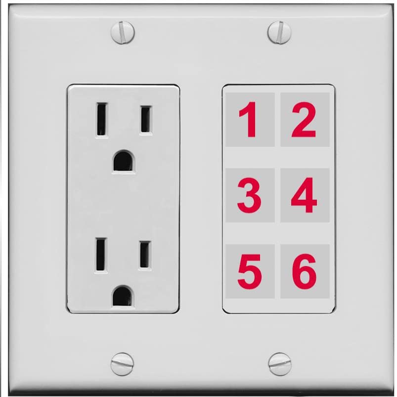 RiteAV 6 Port Custom Wall Plate - Outlet [Gray/Gray]