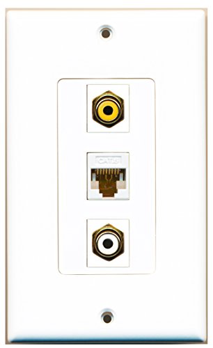 RiteAV 1 Port RCA White 1 Port RCA Yellow 1 Port Cat6 Ethernet White Wall Plate OVERSIZED