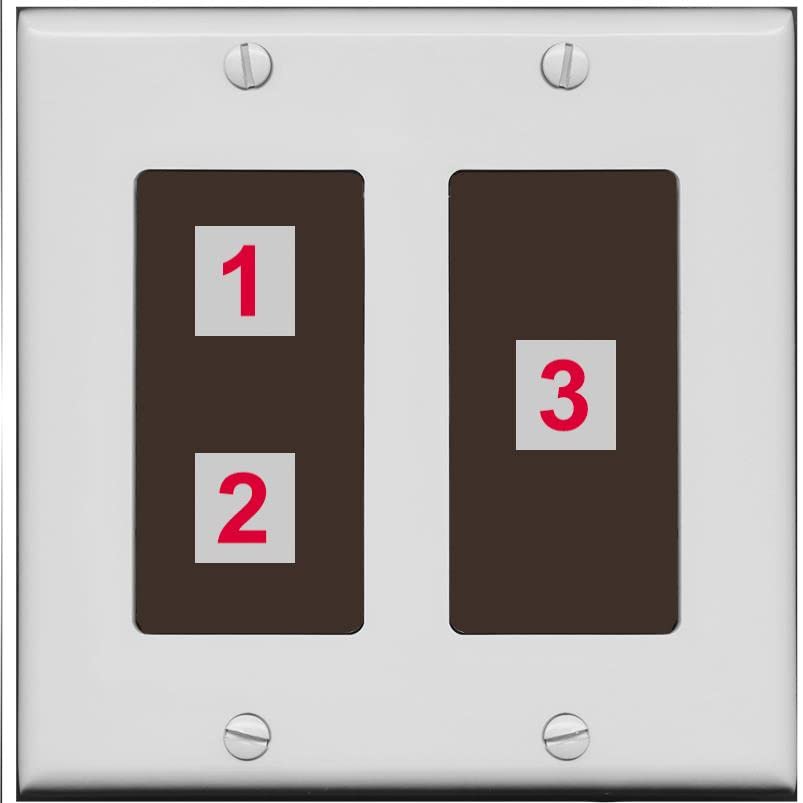 RiteAV Custom Wall Plate 3 Port - 2 Gang [Gray/Brown]