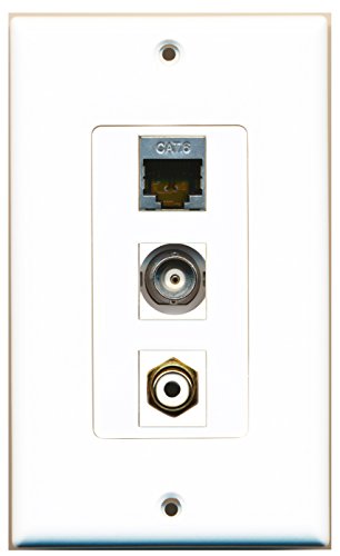 RiteAV 1 Port RCA White 1 Port Shielded Cat6 Ethernet 1 Port BNC Wall Plate OVERSIZED