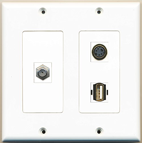 RiteAV - 1 Port Coax Cable TV- F-Type 1 Port USB A-A 1 Port S-Video - 2 Gang Wall Plate