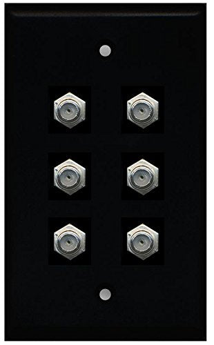RiteAV (1 Gang Flat 6 Coax Black Wall Plate Black