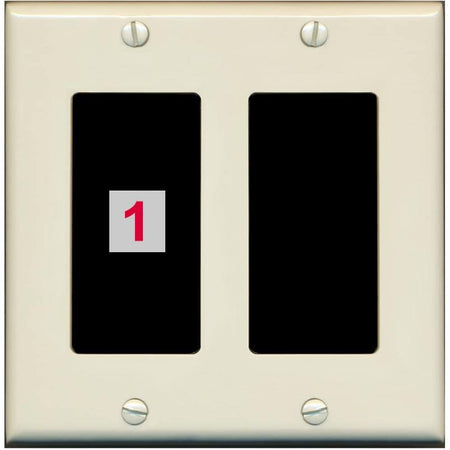 RiteAV Custom Wall Plate 1 Port - 2 Gang [Light-Almond/Black]