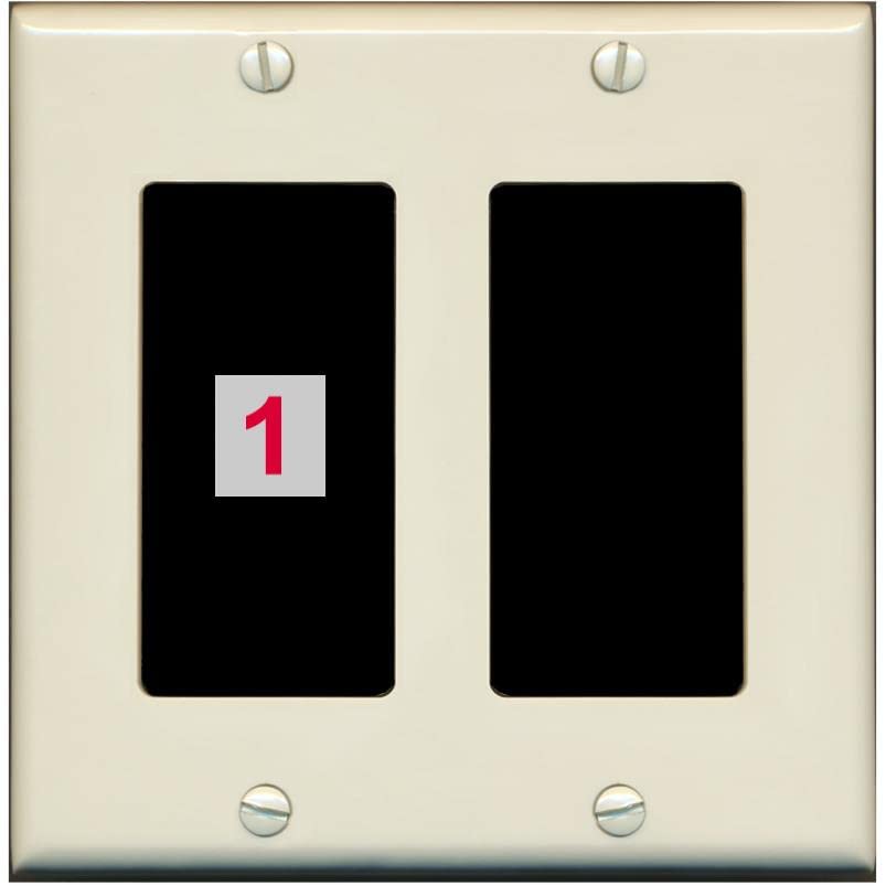 RiteAV Custom Wall Plate 1 Port - 2 Gang [Light-Almond/Black]