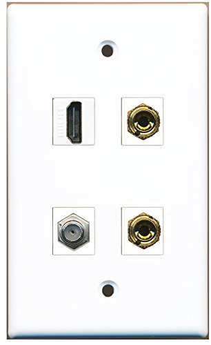 RiteAV - 1 Port HDMI 1 Port Coax Cable TV- F-Type 2 Port Banana Speaker Wall Plate