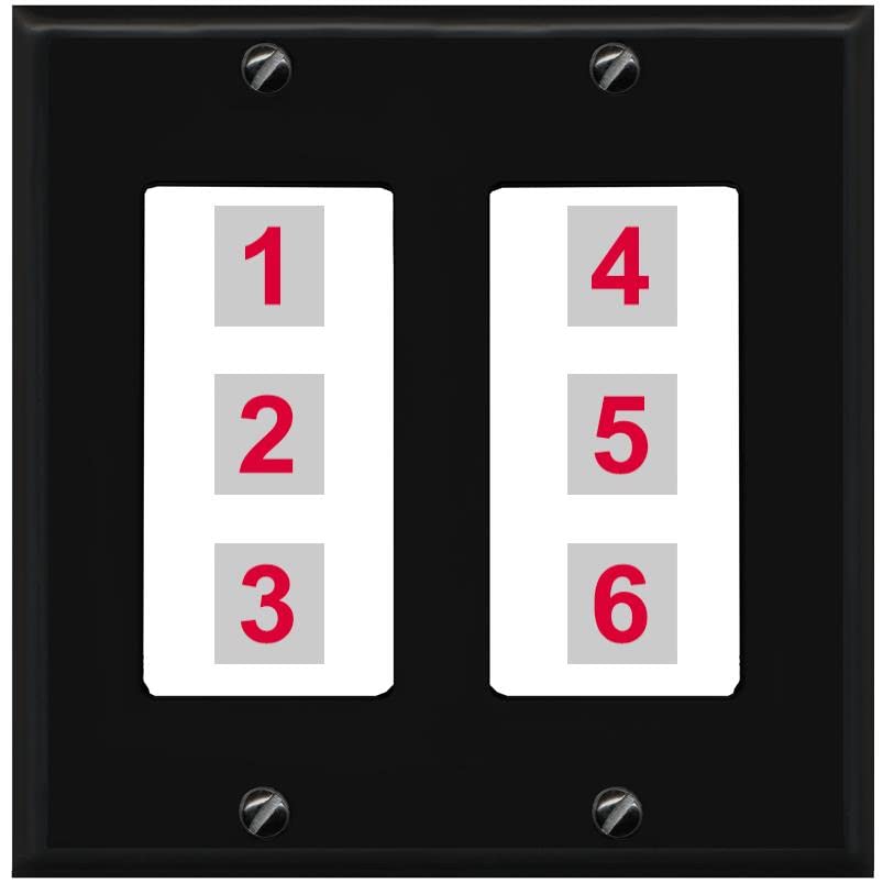 RiteAV 6 Port Custom Wall Plate - 2 Gang [Black/White]