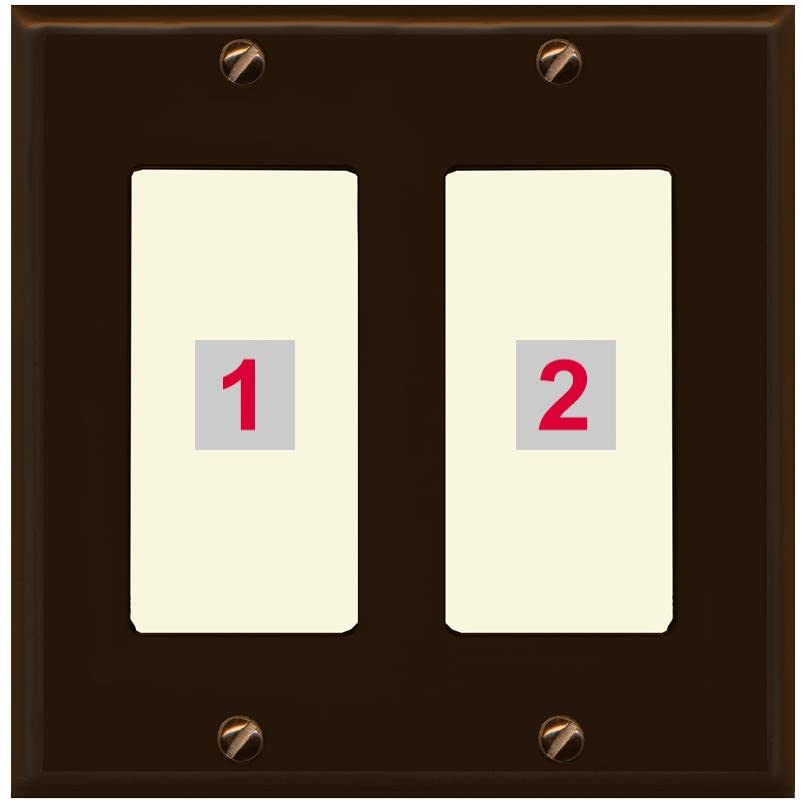 RiteAV Custom Wall Plate 2 Port - 2 Gang [Brown/Light-Almond]