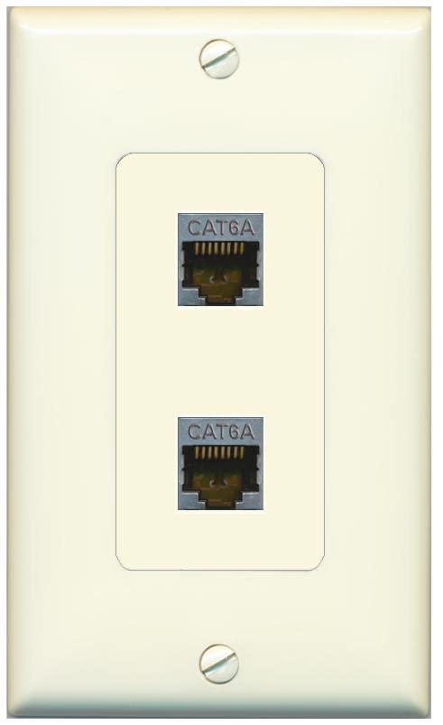 RiteAV 2 Port Cat6A Wall Plate - 1 Gang [Light-Almond]