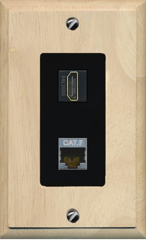 RiteAV HDMI and Cat7 Wall Plate - 1 Gang [Wood/Black]