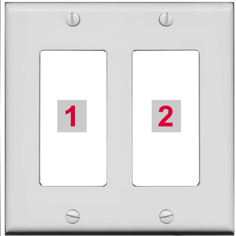 RiteAV Custom Wall Plate 2 Port - 2 Gang [Gray/White]