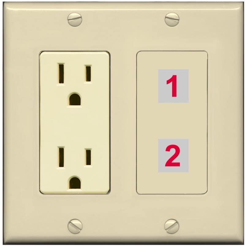 RiteAV Custom Wall Plate 2 Port - Outlet [Ivory/Ivory]