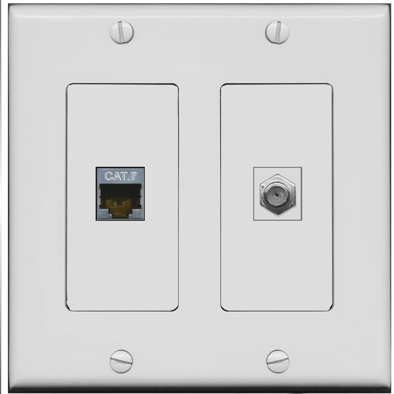 RiteAV Coax and Cat7 Wall Plate - 2 Gang [Gray/Gray]