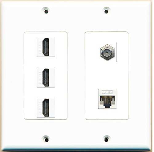 RiteAV (2 Gang Decorative 3 HDMI Coax Cat5e White Wall Plate White