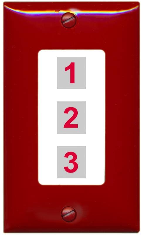 RiteAV Custom Wall Plate 3 Port - 1 Gang [Red/White]