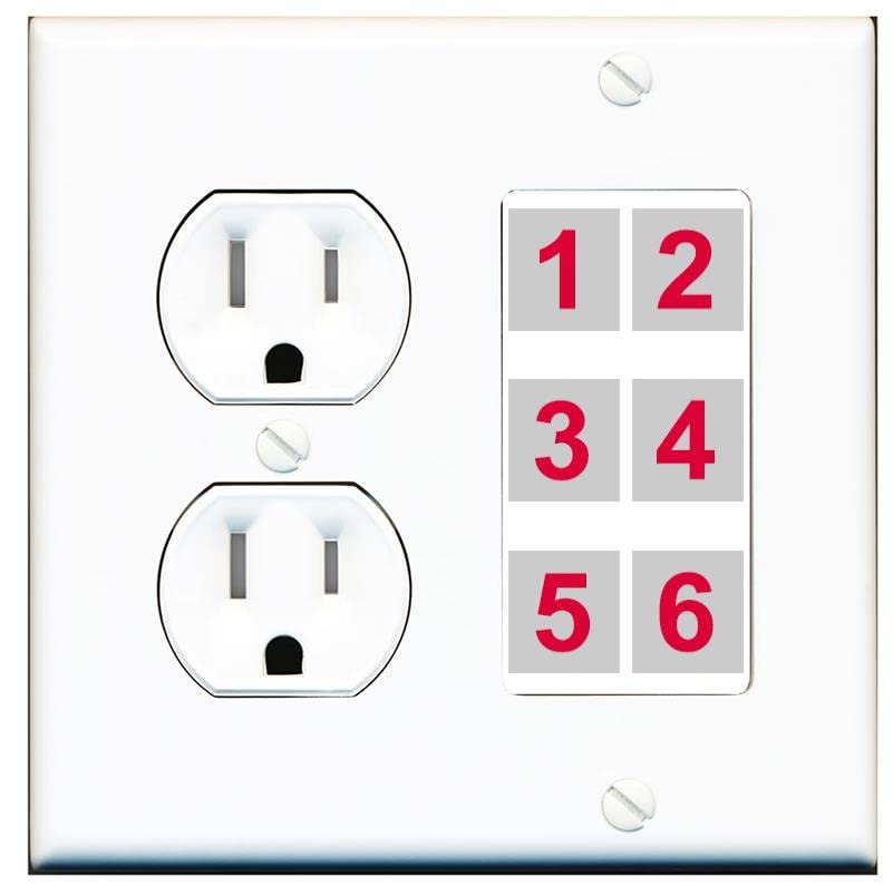 RiteAV 6 Port Custom Wall Plate - Tamper Res Round [White/White]