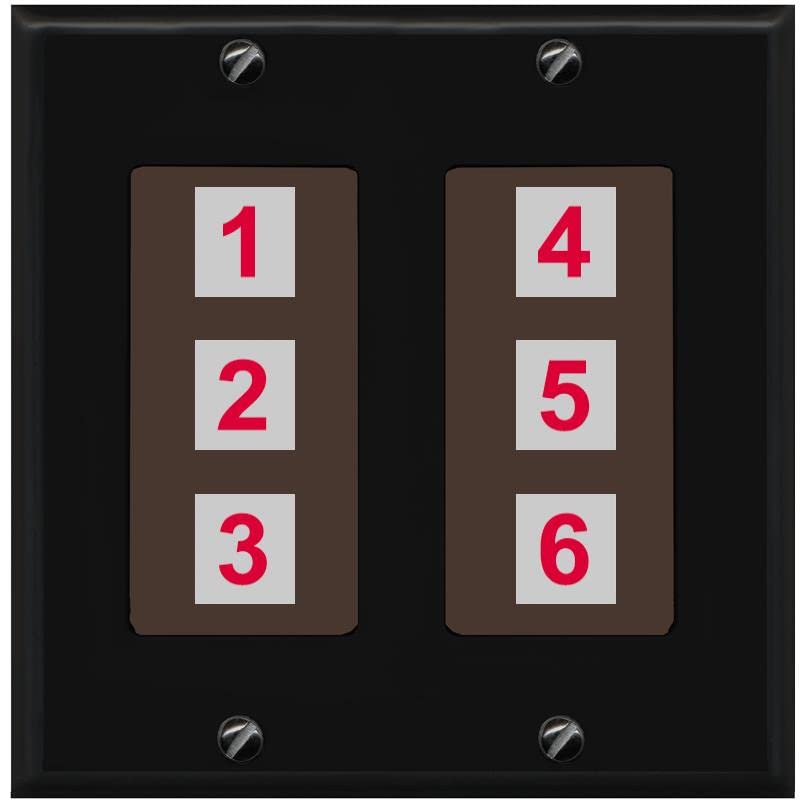 RiteAV 6 Port Custom Wall Plate - 2 Gang [Black/Brown]