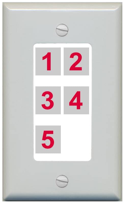 RiteAV Custom Wall Plate 5 Port - 1 Gang [Gray/White]