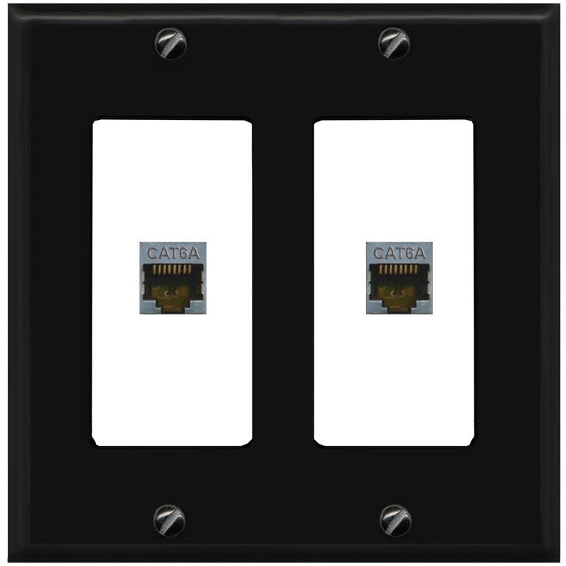 RiteAV 2 Port Cat6A Wall Plate - 2 Gang [Black/White]