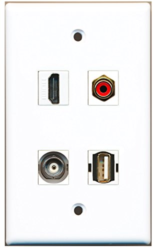 RiteAV - 1 Port HDMI 1 Port RCA Red 1 Port USB A-A 1 Port BNC Wall Plate
