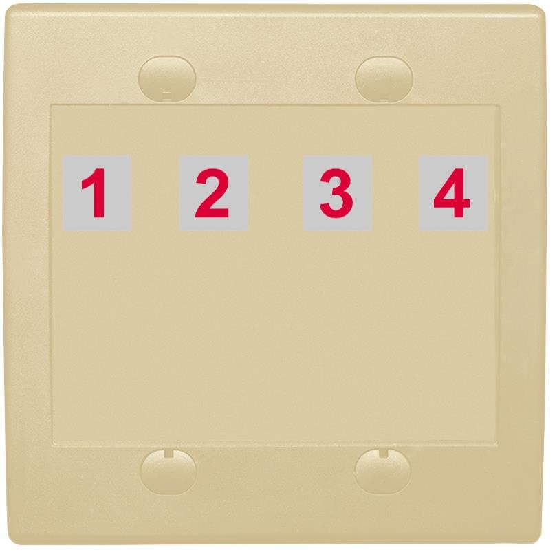 RiteAV Custom 4 Port Custom Wall Plate - Flat 2 Gang [Ivory/Ivory]