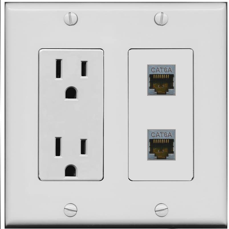 RiteAV 2 Port Cat6A Wall Plate - Outlet [Gray/Gray]