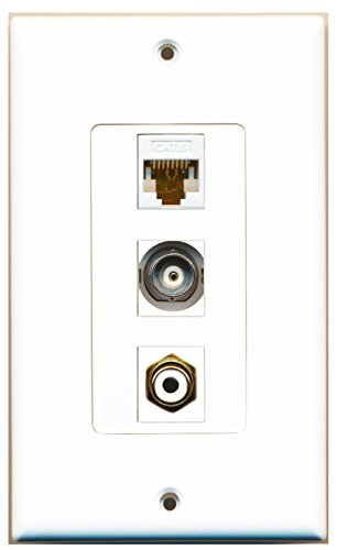 RiteAV 1 Port RCA White 1 Port BNC 1 Port Cat6 Ethernet White Wall Plate OVERSIZED