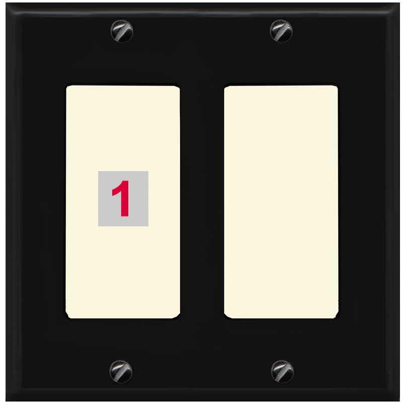 RiteAV Custom Wall Plate 1 Port - 2 Gang [Black/Light-Almond]