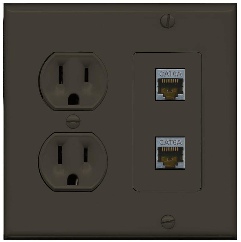 RiteAV 2 Port Cat6A Wall Plate - Round Outlet [Brown/Brown]
