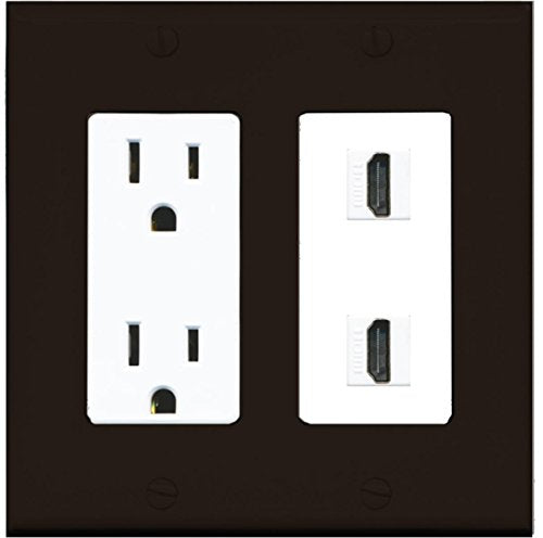 RiteAV HDMI Wall Plate 2 Port - Outlet [Brown/White]