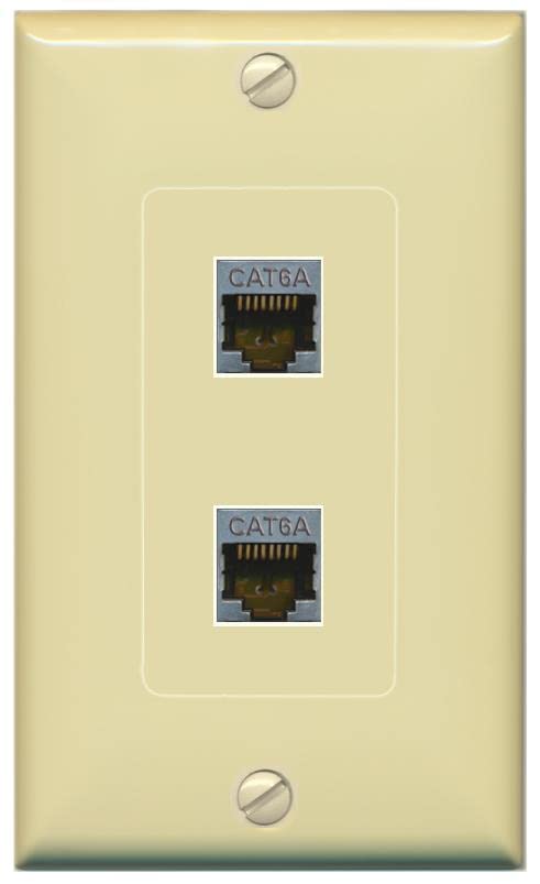 RiteAV 2 Port Cat6A Wall Plate - 1 Gang [Ivory/Ivory]