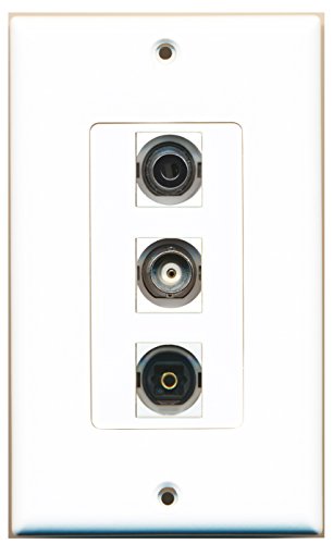 RiteAV 1 Port Toslink 1 Port 3.5mm 1 Port BNC Wall Plate OVERSIZED
