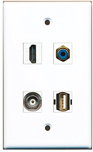 RiteAV - 1 Port HDMI 1 Port RCA Blue 1 Port USB A-A 1 Port BNC Wall Plate