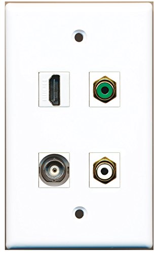 RiteAV - 1 Port HDMI 1 Port RCA White 1 Port RCA Green 1 Port BNC Wall Plate