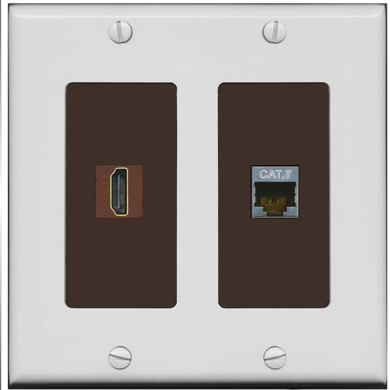 RiteAV HDMI and Cat7 Wall Plate - 2 Gang [Gray/Brown]