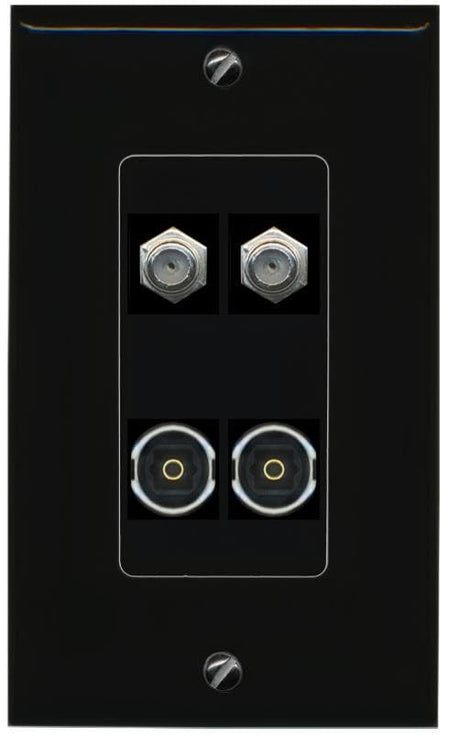 RiteAV 2 COAX 2 TOSLINK Wall Plate Decorative [Black]